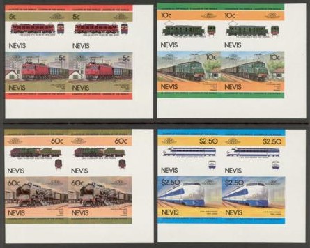1984 Nevis Leaders of the World, Locomotives (2nd series) Imperforate Stamps