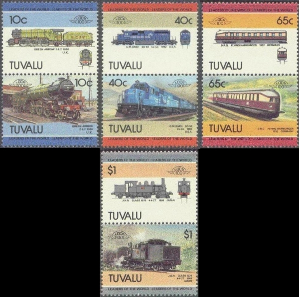 1985 Tuvalu Leaders of the World, Locomotives (5th series) Stamps