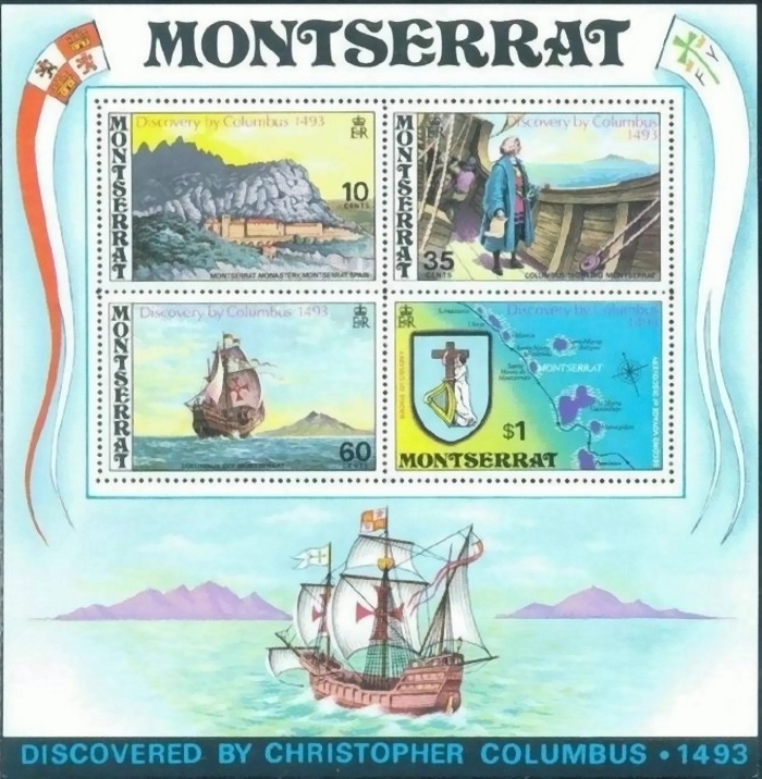 1973 480th Anniversary of Columbus Discovery of Montserrat Souvenir Sheet