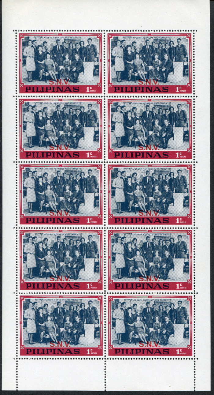 Philippines 1968 Kennedy Memorial Unissued 1c Stamp Pane