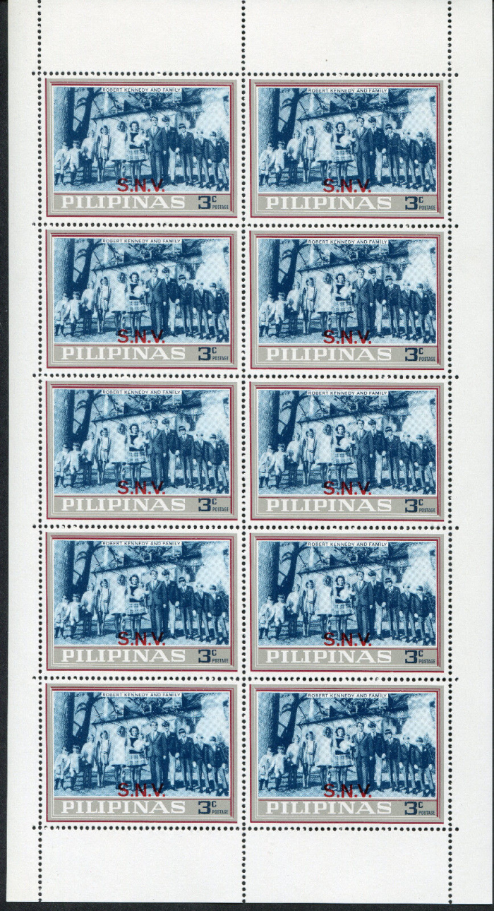 Philippines 1968 Kennedy Memorial Unissued 3c Stamp Pane