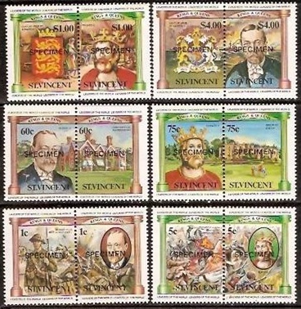 1984 Leaders of the World British Monarchs Specimen Stamps