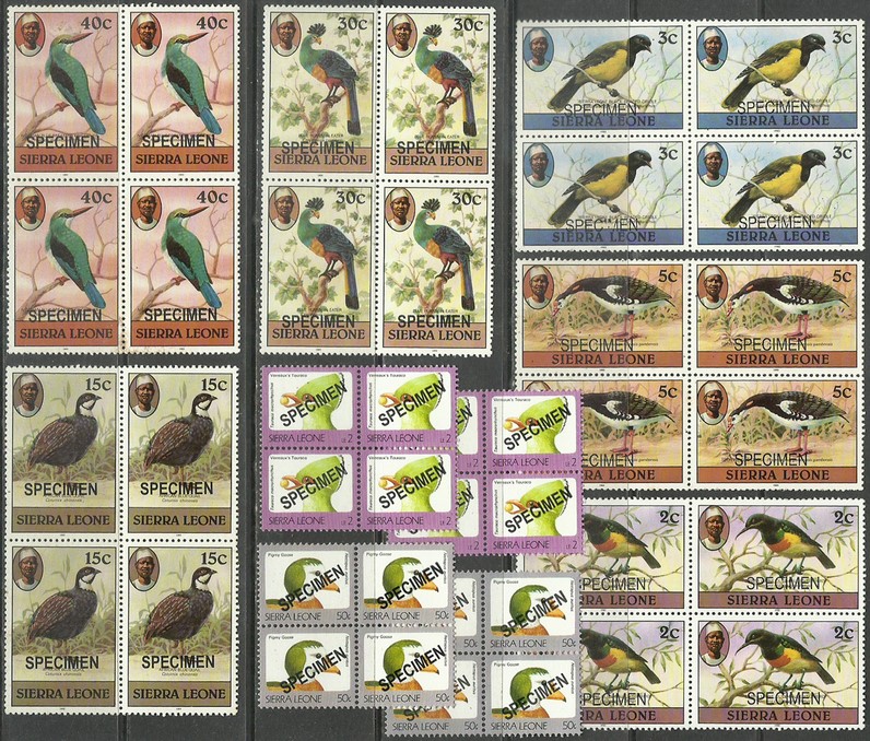 Sierra Leone 1983 Birds SPECIMEN Overprinted Stamps