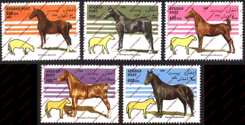 Afghanistan 1996 Horses Illegal Stamp Set of Five