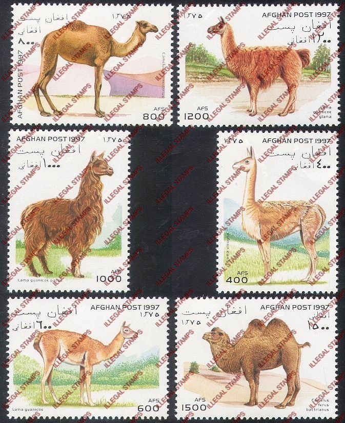Afghanistan 1997 Llamas and Camels Illegal Stamp Set of Six