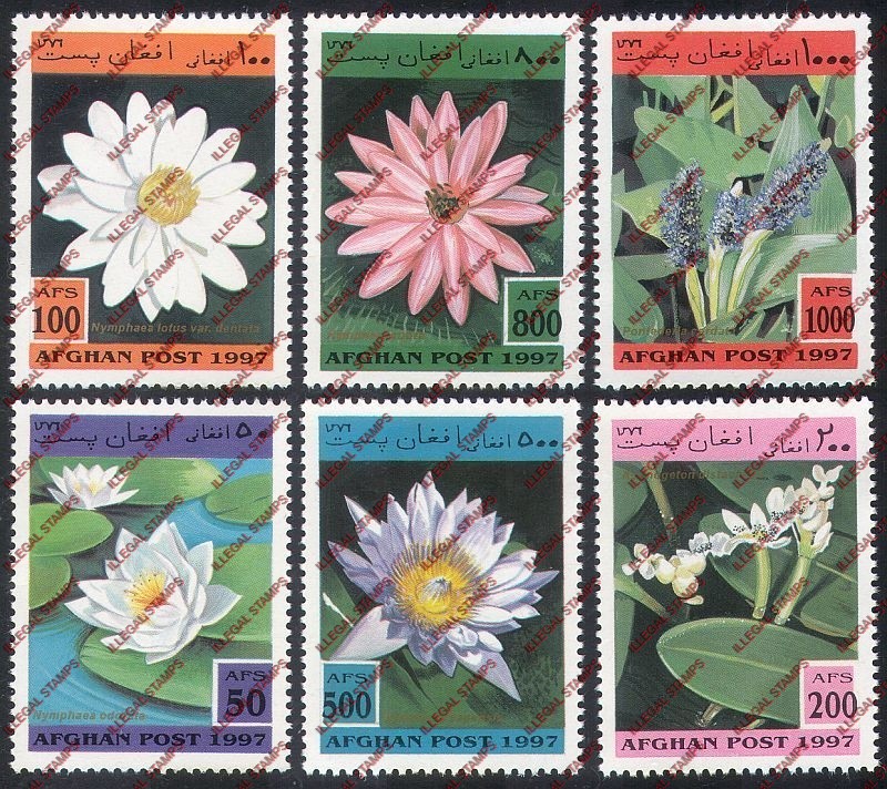 Afghanistan 1997 Flowers Illegal Stamp Set of Six