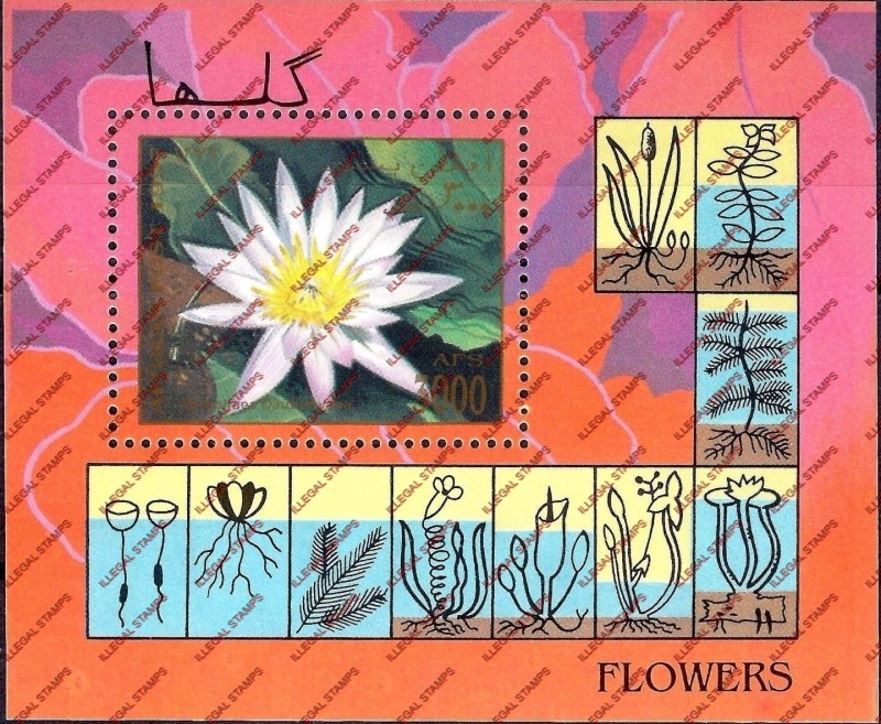 Afghanistan 1997 Flowers Illegal Stamp Souvenir Sheet of One