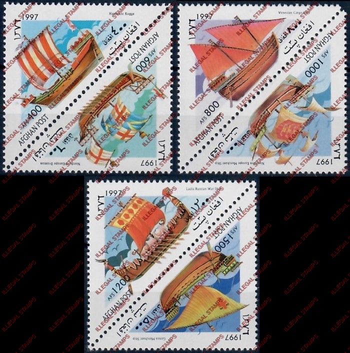 Afghanistan 1997 Sailing Ships Illegal Stamp Set of Six
