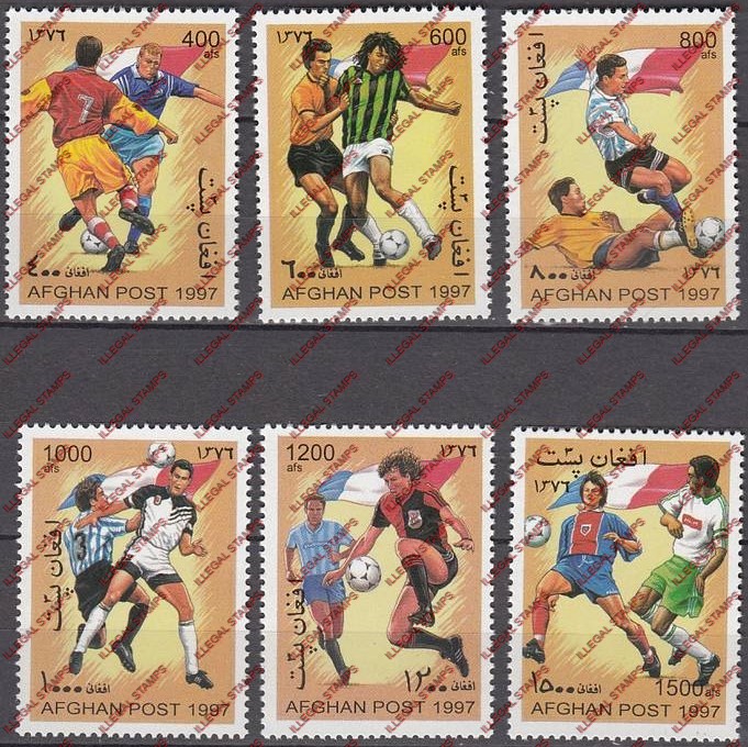 Afghanistan 1997 World Cup Soccer (1998) Illegal Stamp Set of Six