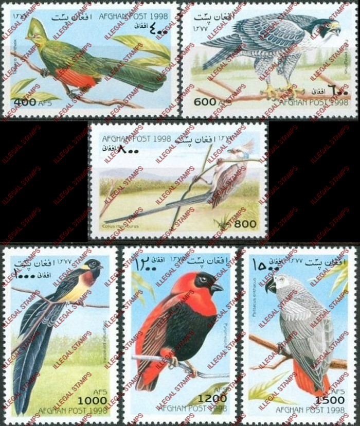 Afghanistan 1998 Birds Illegal Stamp Set of Six