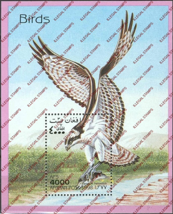 Afghanistan 1998 Birds Illegal Stamp Souvenir Sheet of One