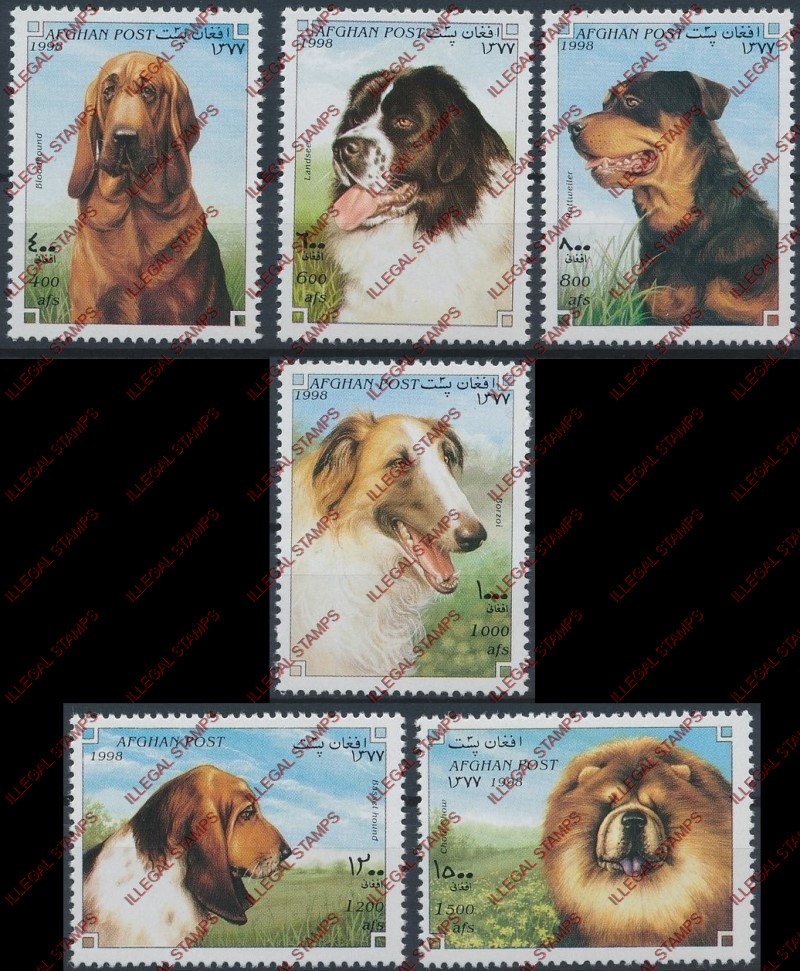 Afghanistan 1998 Dogs Illegal Stamp Set of Six