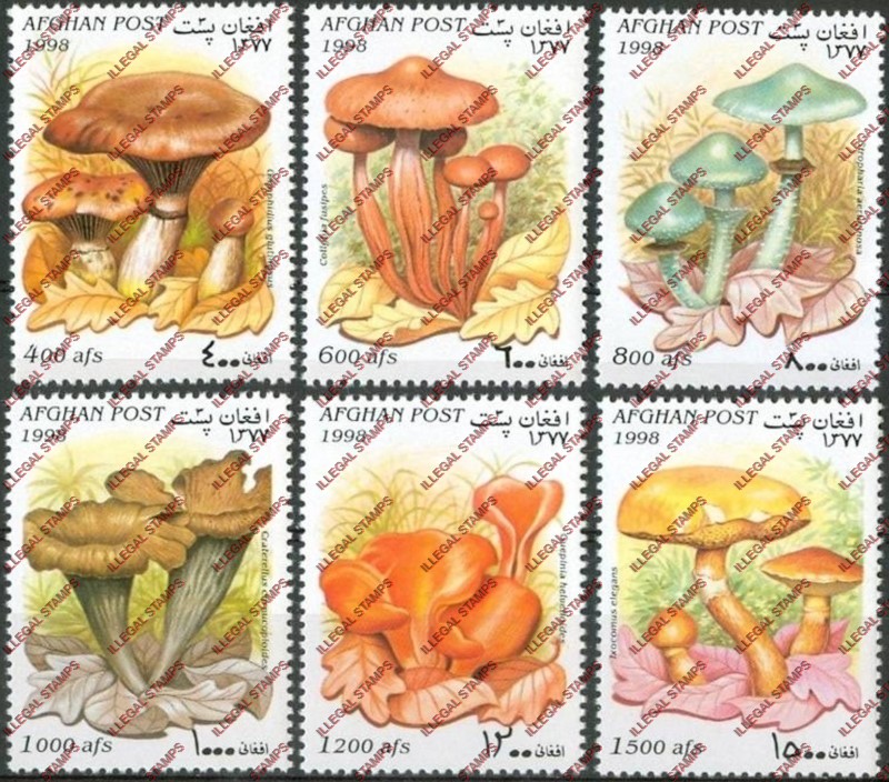 Afghanistan 1998 Mushrooms Illegal Stamp Set of Six