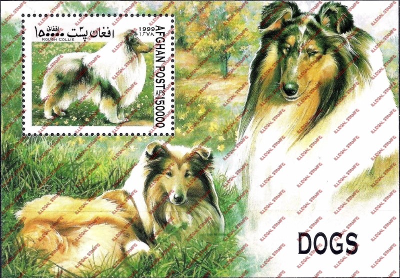 Afghanistan 1999 Dogs Illegal Stamp Souvenir Sheet of One