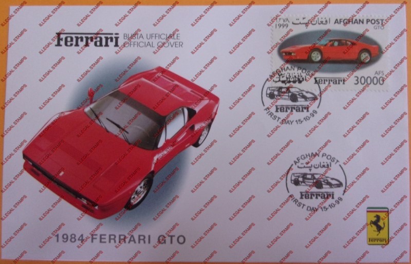 Afghanistan 1999 Ferrari Illegal Stamp Bogus First Day Cover