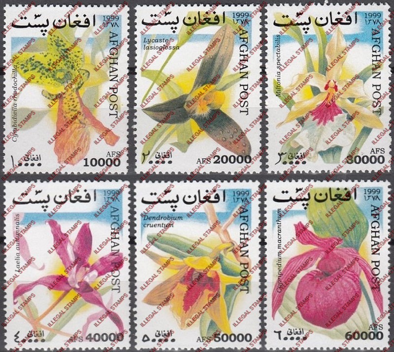Afghanistan 1999 Orchids Illegal Stamp Set of Six