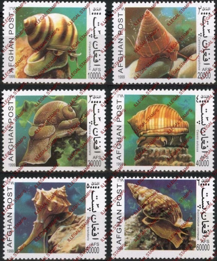 Afghanistan 1999 Snails Illegal Stamp Set of Six