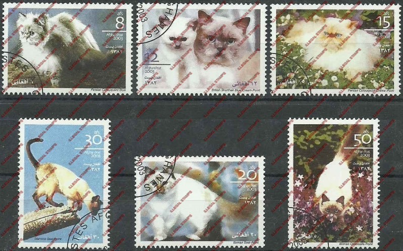 Afghanistan 2003 Domestic Cats Illegal Stamp Set