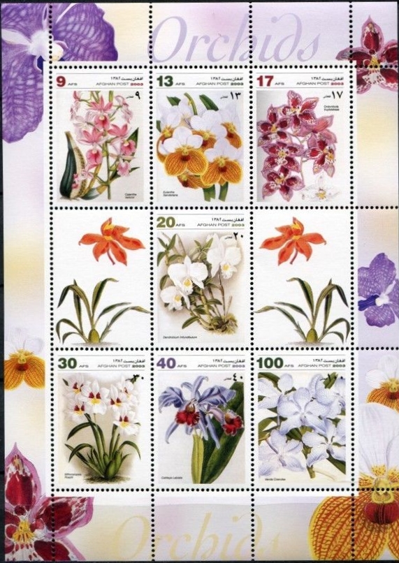 Afghanistan 2003 Orchids Official Stamp Sheetlet