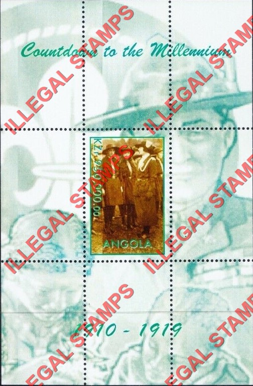 Angola 1999 Countdown to the Millenium 1910-1919 Illegal Stamp Souvenir Sheet of 1