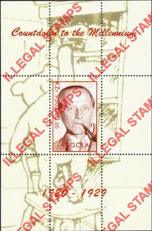 Angola 1999 Countdown to the Millenium 1920-1929 Illegal Stamp Souvenir Sheet of 1