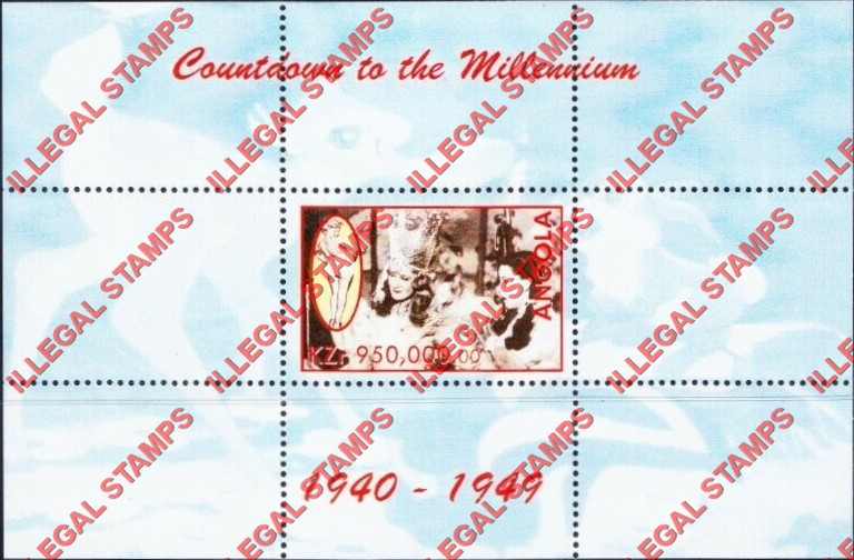 Angola 1999 Countdown to the Millenium 1940-1949 Illegal Stamp Souvenir Sheet of 1