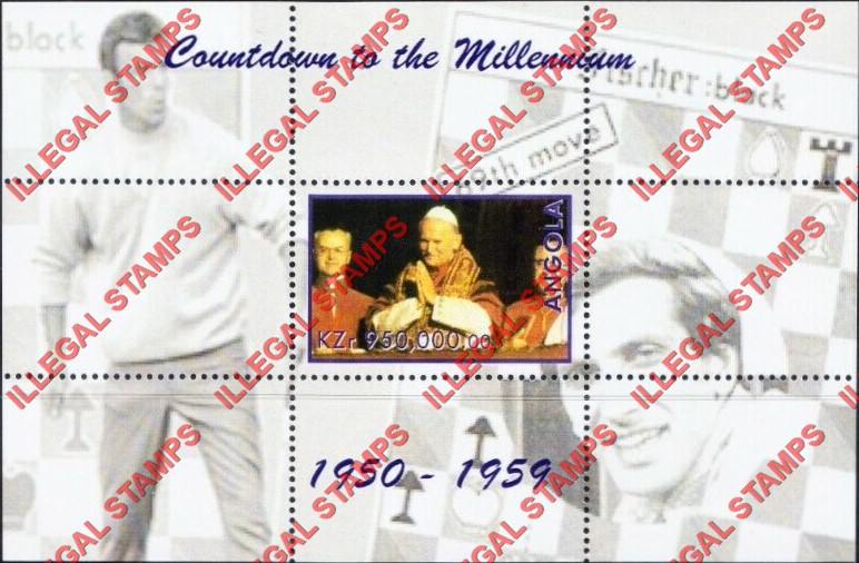 Angola 1999 Countdown to the Millenium 1950-1959 Illegal Stamp Souvenir Sheet of 1