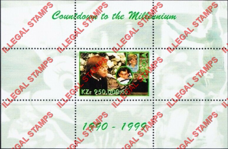 Angola 1999 Countdown to the Millenium 1990-1999 Illegal Stamp Souvenir Sheet of 1