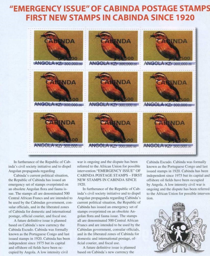 Angola 1999 Flora and Fauna Illegal stamp Overprinted Illegally Cabinda