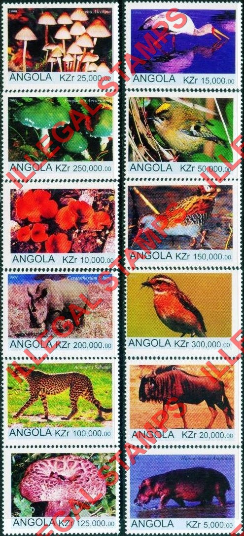 Angola 1999 Flora and Fauna Illegal Stamp Set of 12
