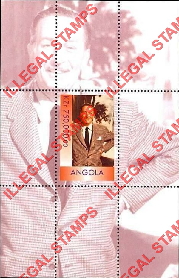 Angola 1999 Great People of the 20th Century Illegal Stamp Souvenir Sheet of 1 Without Inscription
