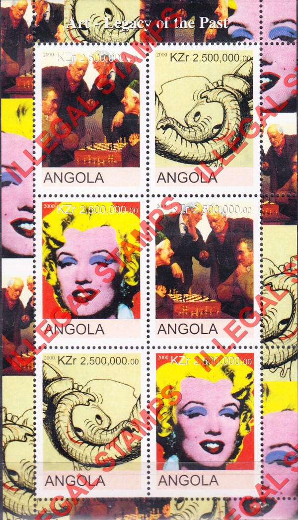 Angola 2000 Art Legacy of the Past Illegal Stamp Souvenir Sheet of 6