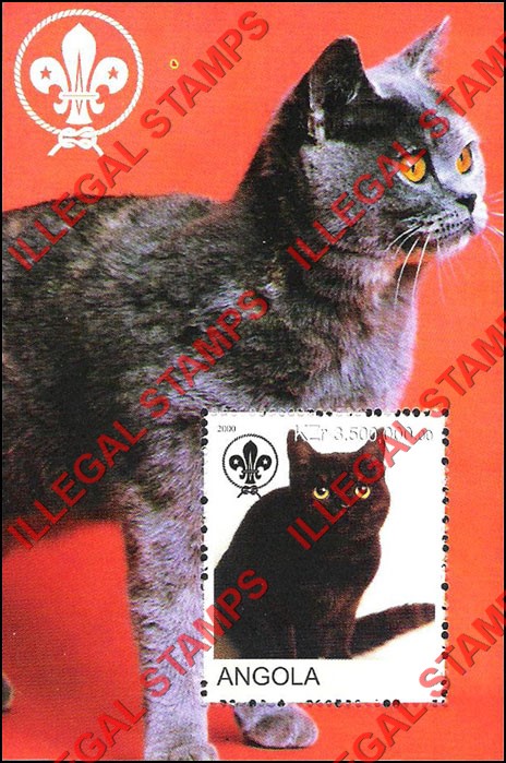 Angola 2000 Cats Illegal Stamp Souvenir Sheets of 1 (Sheet 2)