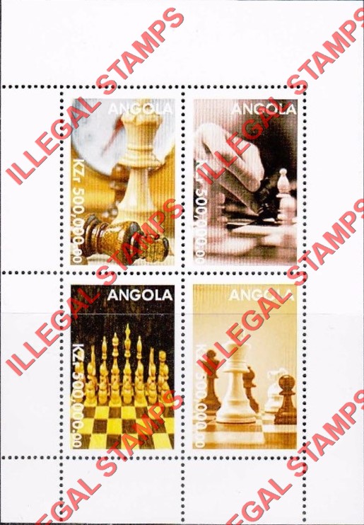 Angola 2000 Chess Illegal Stamp Souvenir Sheet of 4