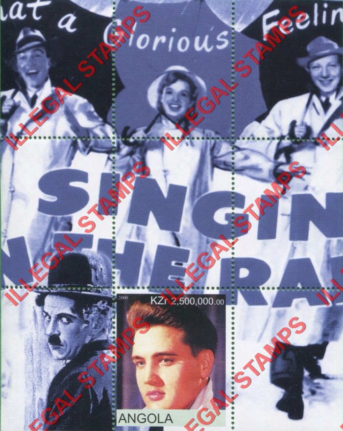 Angola 2000 Elvis Presley and Other Entertainers Illegal Stamp Souvenir Sheet of 1