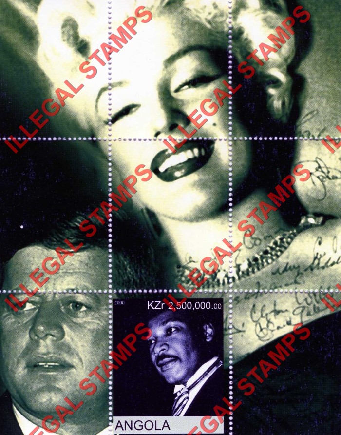 Angola 2000 Martin Luther King Jr. Illegal Stamp Souvenir Sheet of 1