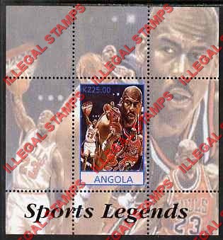 Angola 2000 Michael Jordan Basketball Illegal Stamp Souvenir Sheet of 1