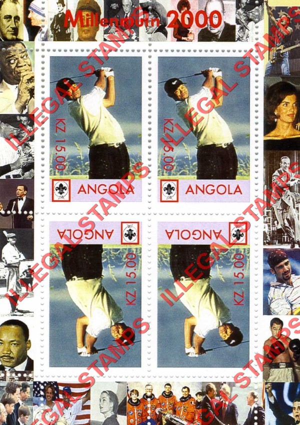 Angola 2000 Millennium 2000 Illegal Stamp Souvenir Sheet of 4