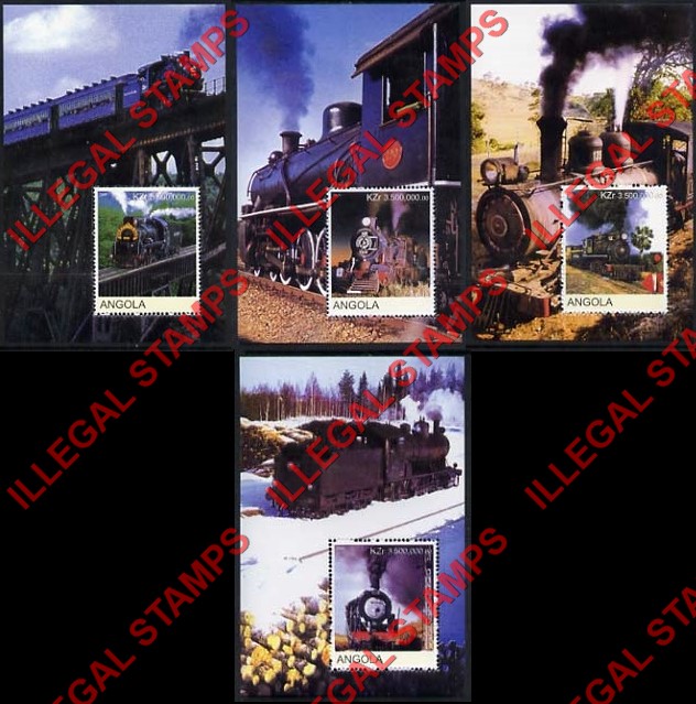 Angola 2000 Trains Illegal Stamp Souvenir Sheets of 1
