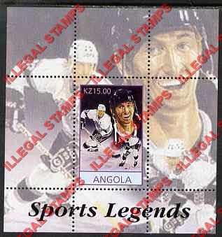 Angola 2000 Wayne Gretzky Hockey Illegal Stamp Souvenir Sheet of 1