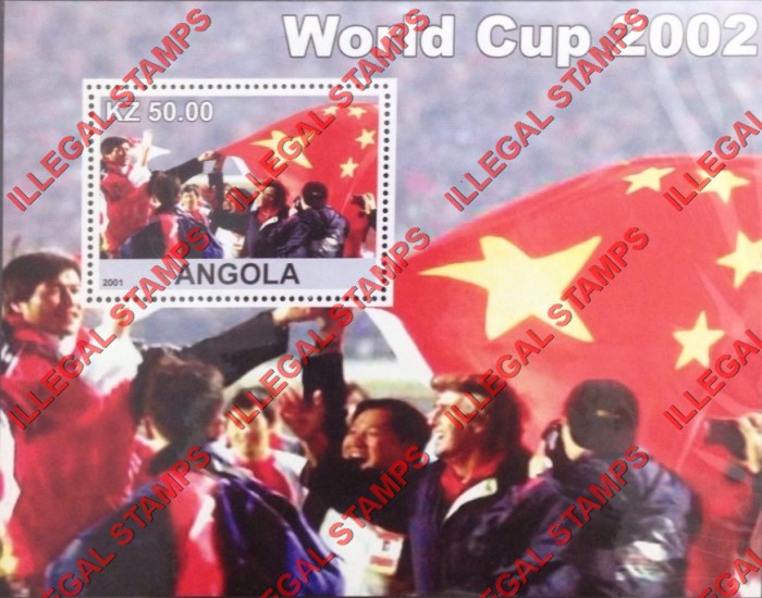 Angola 2001 World Cup Soccer in 2002 Illegal Stamp Souvenir Sheet of 1