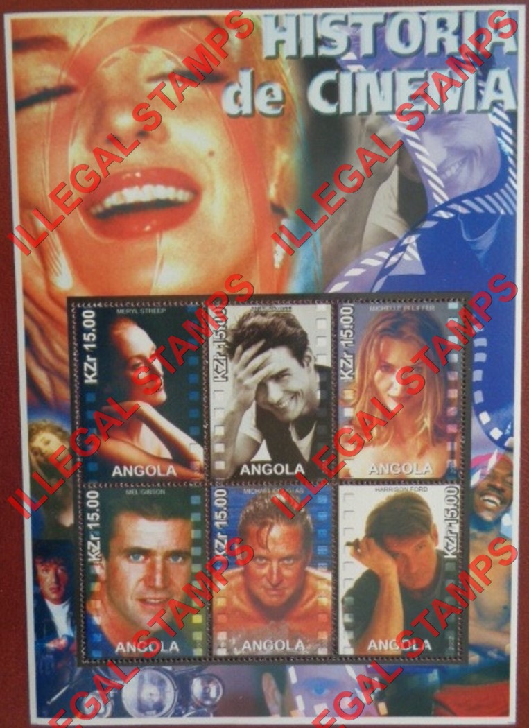 Angola 2002 History of Cinema Illegal Stamp Souvenir Sheets of 6 (Sheet 3)