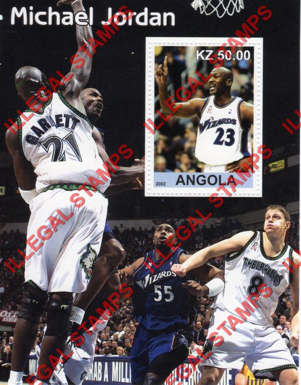 Angola 2002 Michael Jordan Illegal Stamp Souvenir Sheets of 1 (Sheet 2)