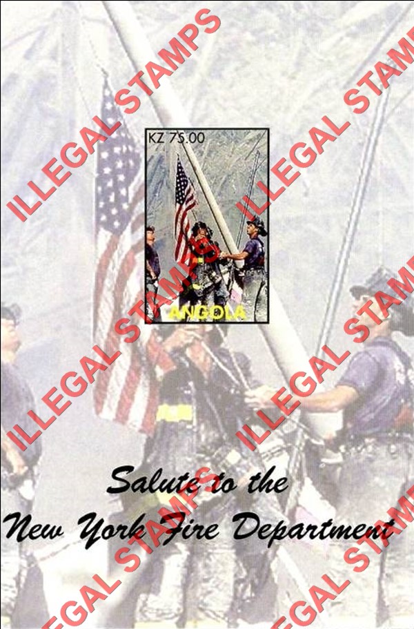 Angola 2002 Salute to the New York Fire Department Illegal Stamp Souvenir Sheet of 1