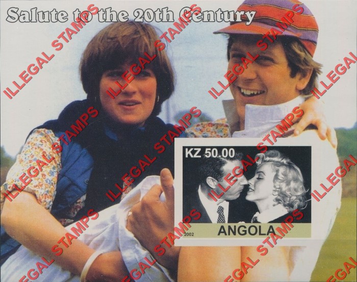 Angola 2002 Salute to the 20th Century Marilyn Monroe and Princess Diana Illegal Stamp Souvenir Sheet of 1