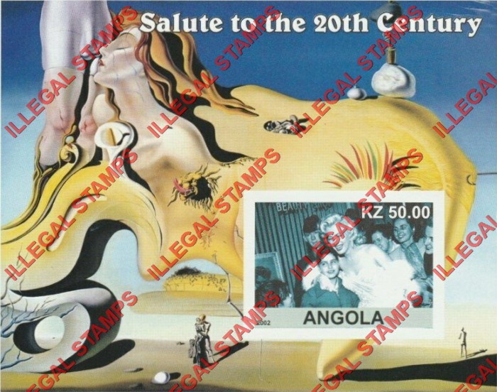 Angola 2002 Salute to the 20th Century Marilyn Monroe and Salvador Dali Painting Illegal Stamp Souvenir Sheet of 1