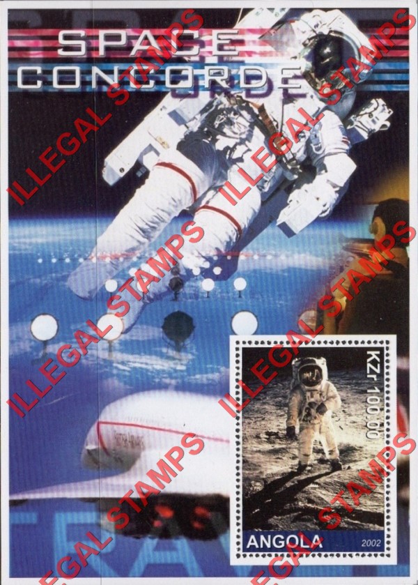 Angola 2002 Space Concorde Illegal Stamp Souvenir Sheets of 1 (Sheet 2)