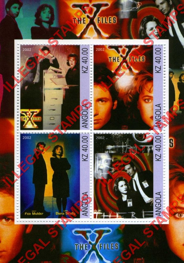 Angola 2002 The X-Files Illegal Stamp Souvenir Sheet of 4