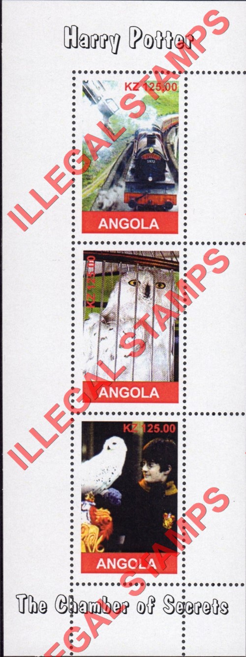 Angola 2003 Harry Potter Chamber of Secrets Illegal Stamp Souvenir Sheets of 3 (Sheet 2)