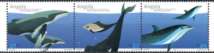 Angola 2004 Whales Marine Mammals Genuine Stamp Strip of 3